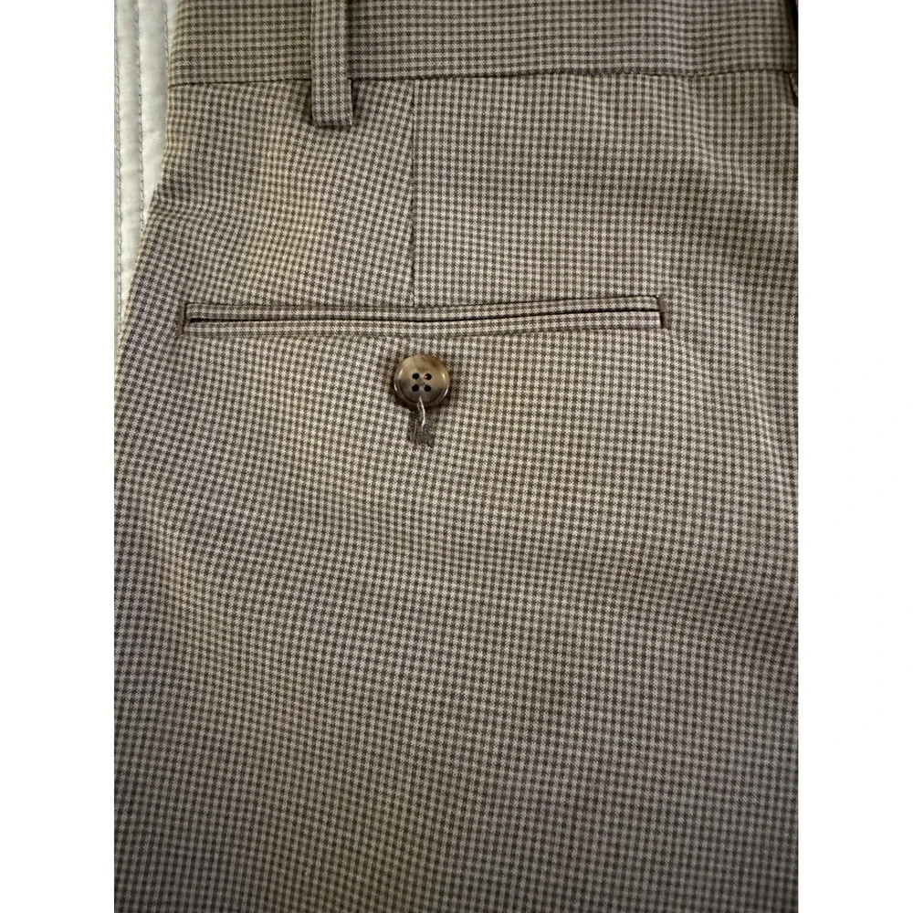 Ralph Lauren Mens Size 38/30 Brown Houndstooth Pleated Cuffed Dress Pants Slacks